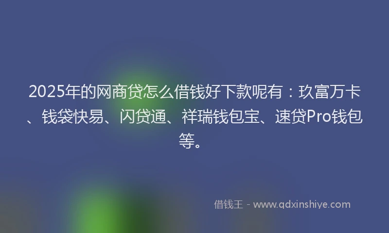 2025年的网商贷怎么借钱好下款呢有：玖富万卡、钱袋快易、闪贷通、祥瑞钱包宝、速贷Pro钱包等。