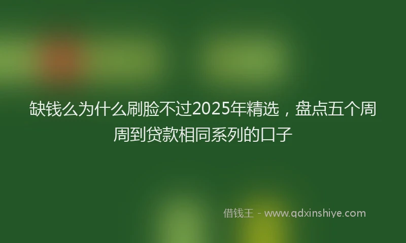 缺钱么为什么刷脸不过2025年精选，盘点五个周周到贷款相同系列的口子