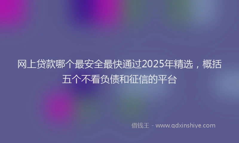 网上贷款哪个最安全最快通过2025年精选，概括五个不看负债和征信的平台