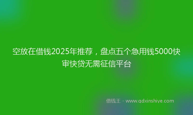 空放在借钱2025年推荐，盘点五个急用钱5000快审快贷无需征信平台