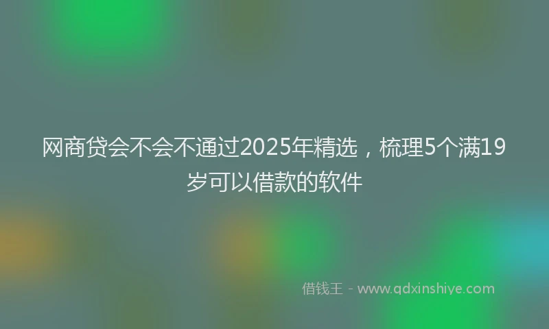 网商贷会不会不通过2025年精选，梳理5个满19岁可以借款的软件