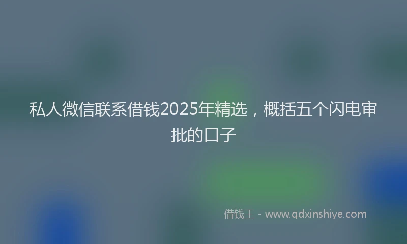 私人微信联系借钱2025年精选，概括五个闪电审批的口子