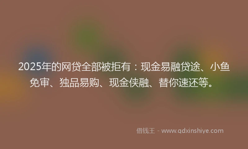 2025年的网贷全部被拒有：现金易融贷途、小鱼免审、独品易购、现金侠融、替你速还等。