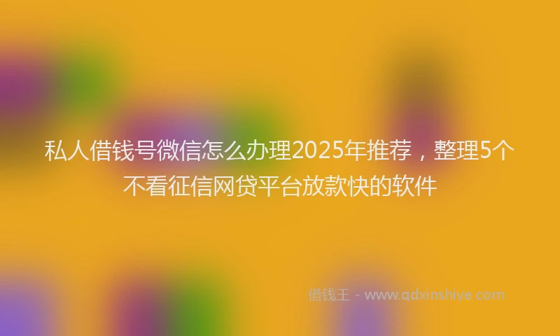 私人借钱号微信怎么办理2025年推荐，整理5个不看征信网贷平台放款快的软件