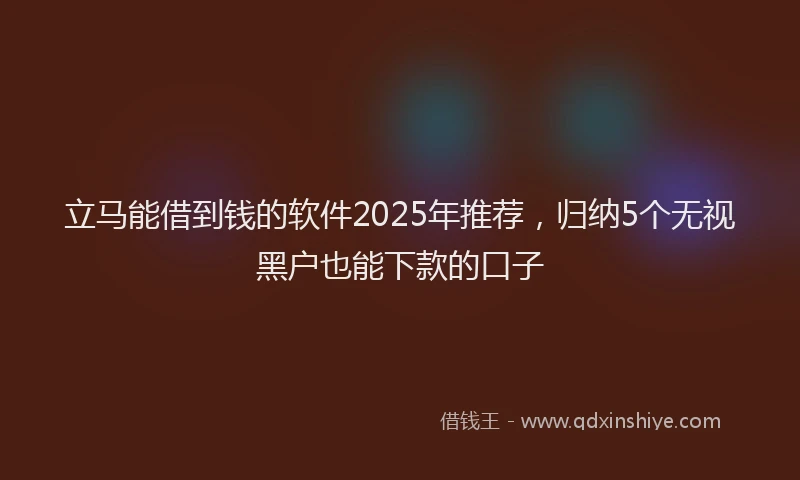 立马能借到钱的软件2025年推荐，归纳5个无视黑户也能下款的口子