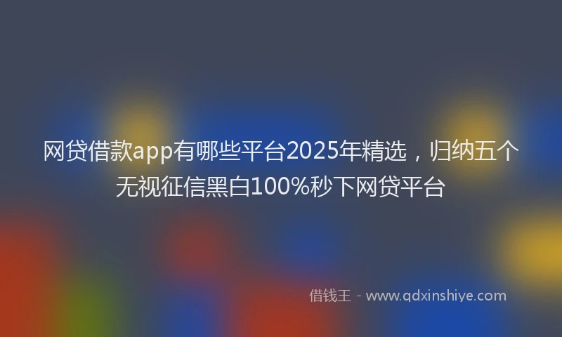 网贷借款app有哪些平台2025年精选，归纳五个无视征信黑白100%秒下网贷平台