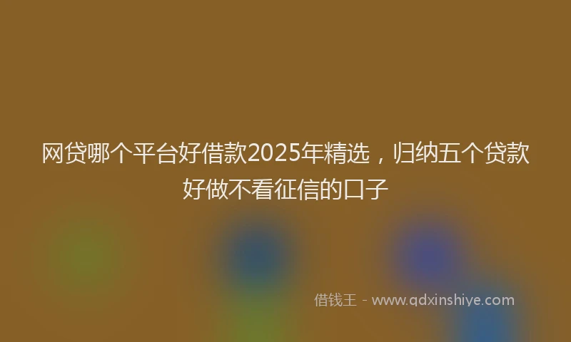 网贷哪个平台好借款2025年精选，归纳五个贷款好做不看征信的口子