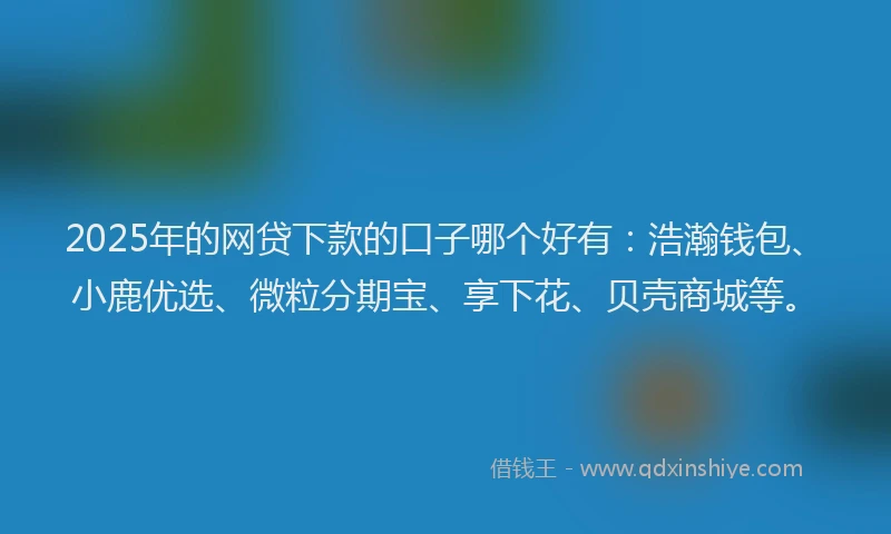 2025年的网贷下款的口子哪个好有：浩瀚钱包、小鹿优选、微粒分期宝、享下花、贝壳商城等。