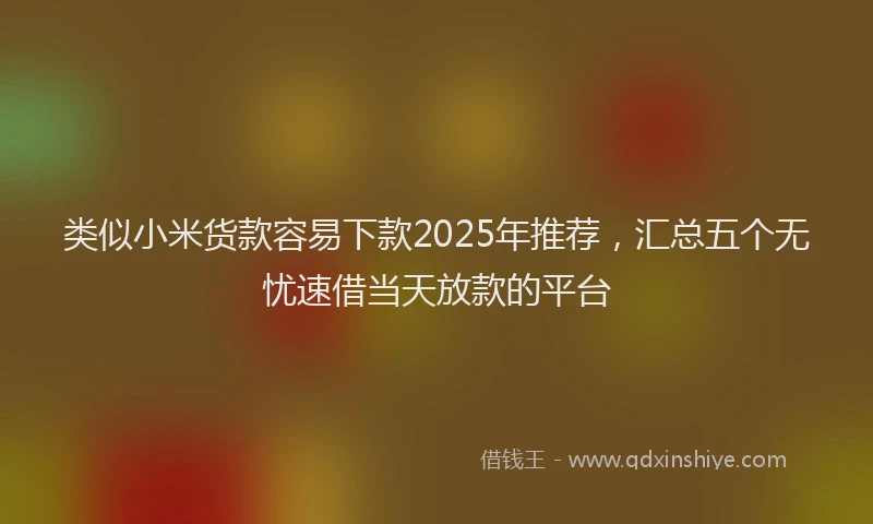 类似小米货款容易下款2025年推荐，汇总五个无忧速借当天放款的平台