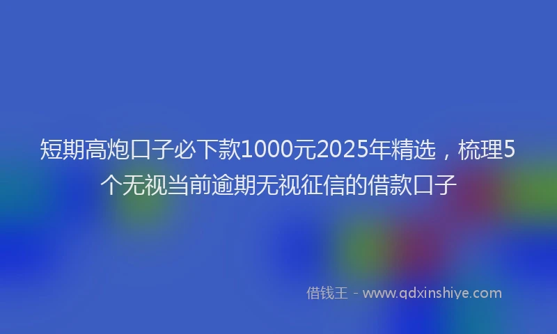 短期高炮口子必下款1000元2025年精选，梳理5个无视当前逾期无视征信的借款口子