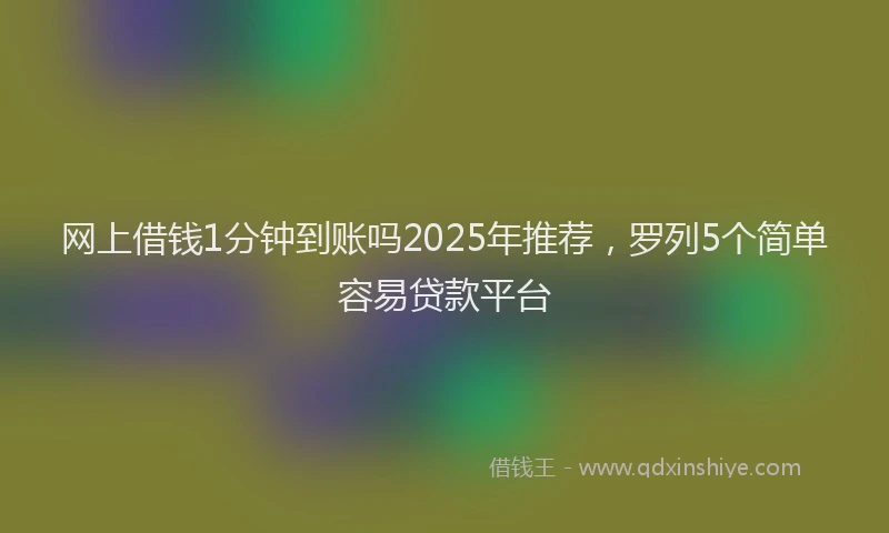 网上借钱1分钟到账吗2025年推荐，罗列5个简单容易贷款平台