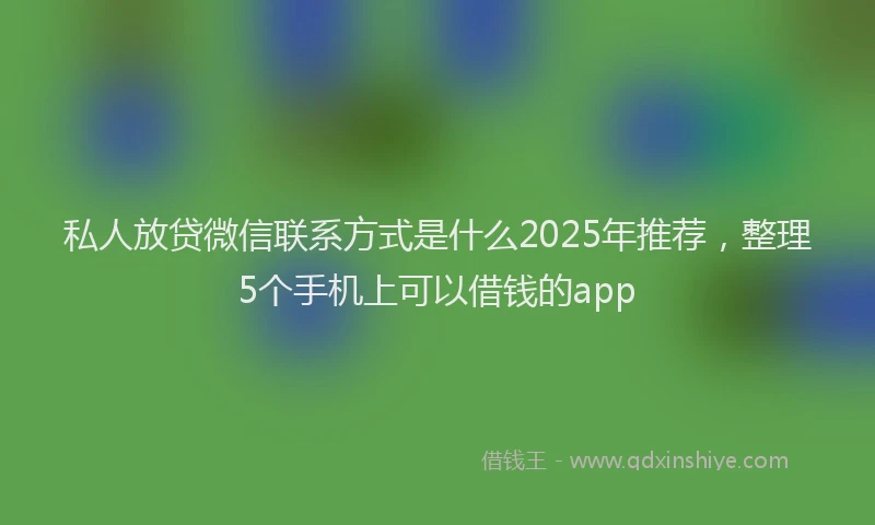 私人放贷微信联系方式是什么2025年推荐，整理5个手机上可以借钱的app