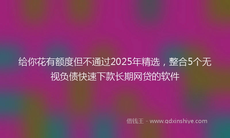 给你花有额度但不通过2025年精选，整合5个无视负债快速下款长期网贷的软件