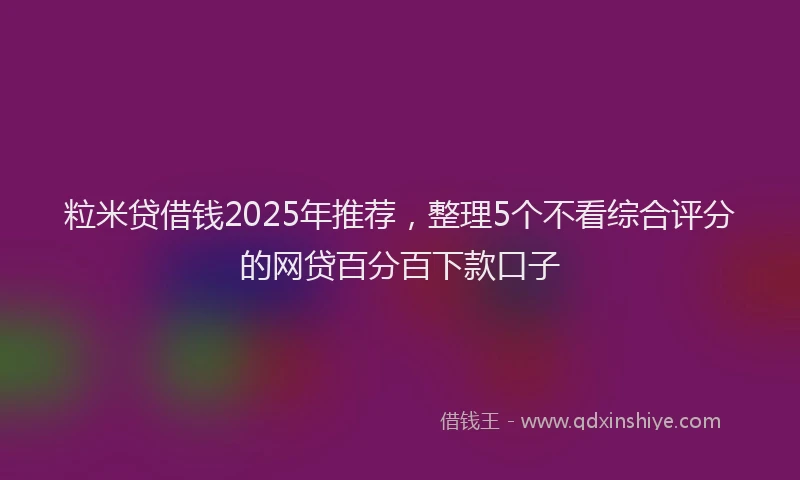 粒米贷借钱2025年推荐，整理5个不看综合评分的网贷百分百下款口子