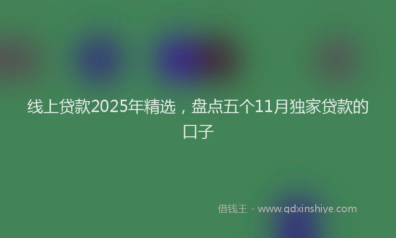 线上贷款2025年精选，盘点五个11月独家贷款的口子