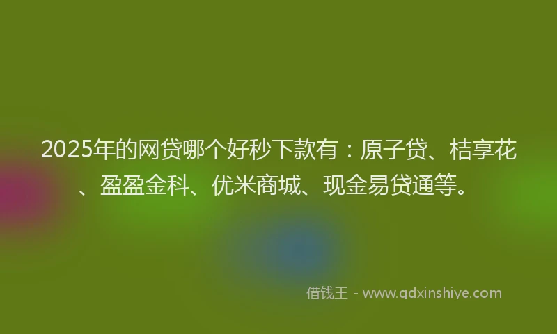 2025年的网贷哪个好秒下款有：原子贷、桔享花、盈盈金科、优米商城、现金易贷通等。