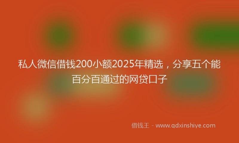 私人微信借钱200小额2025年精选，分享五个能百分百通过的网贷口子