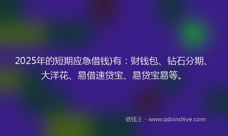 2025年的短期应急借钱)有：财钱包、钻石分期、大洋花、易借速贷宝、易贷宝易等。