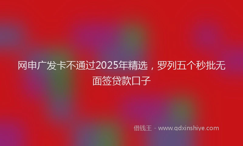 网申广发卡不通过2025年精选，罗列五个秒批无面签贷款口子
