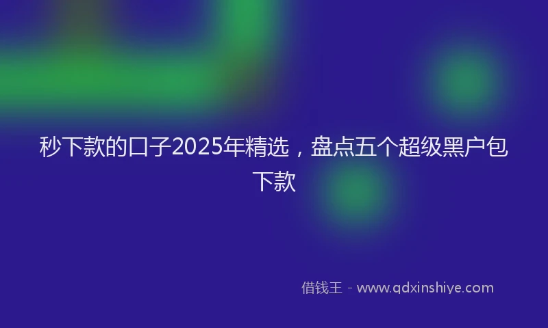 秒下款的口子2025年精选，盘点五个超级黑户包下款