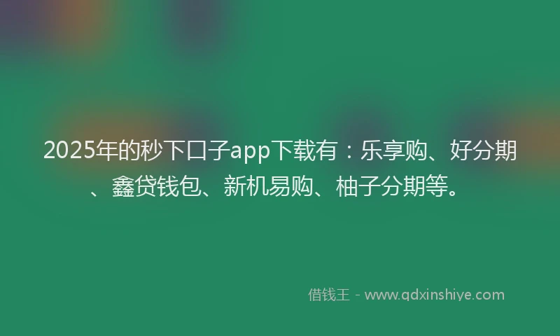 2025年的秒下口子app下载有：乐享购、好分期、鑫贷钱包、新机易购、柚子分期等。