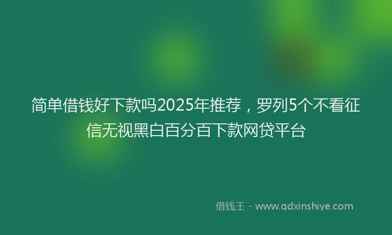 简单借钱好下款吗2025年推荐，罗列5个不看征信无视黑白百分百下款网贷平台
