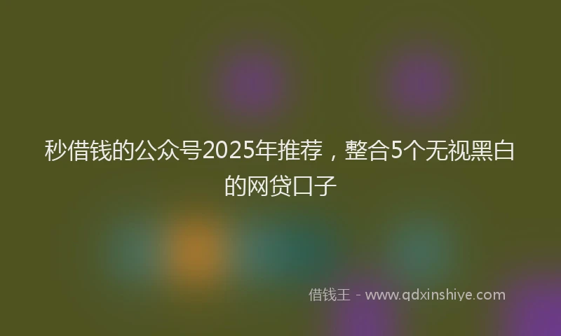 秒借钱的公众号2025年推荐，整合5个无视黑白的网贷口子