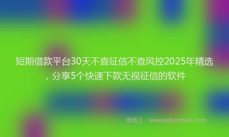 短期借款平台30天不查征信不查风控2025年精选，分享5个快速下款无视征信的软件