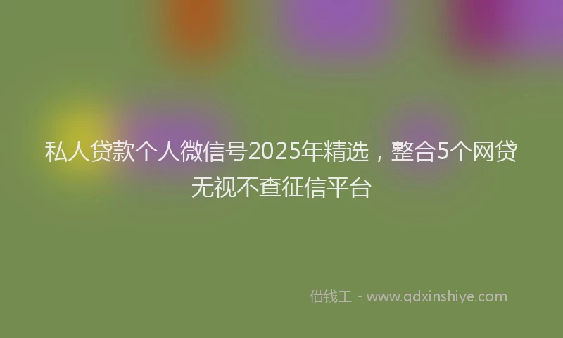 私人贷款个人微信号2025年精选，整合5个网贷无视不查征信平台