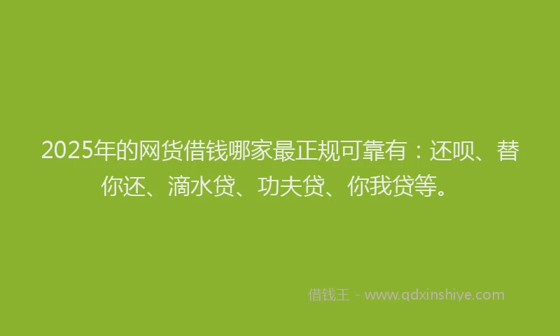 2025年的网货借钱哪家最正规可靠有：还呗、替你还、滴水贷、功夫贷、你我贷等。