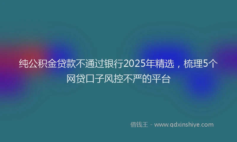 纯公积金贷款不通过银行2025年精选，梳理5个网贷口子风控不严的平台