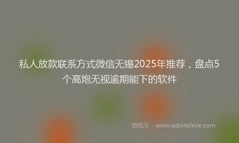 私人放款联系方式微信无锡2025年推荐，盘点5个高炮无视逾期能下的软件