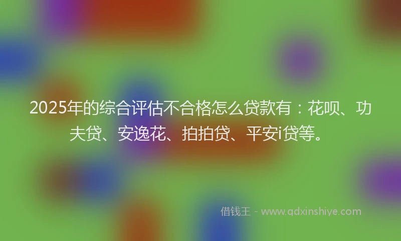 2025年的综合评估不合格怎么贷款有：花呗、功夫贷、安逸花、拍拍贷、平安i贷等。