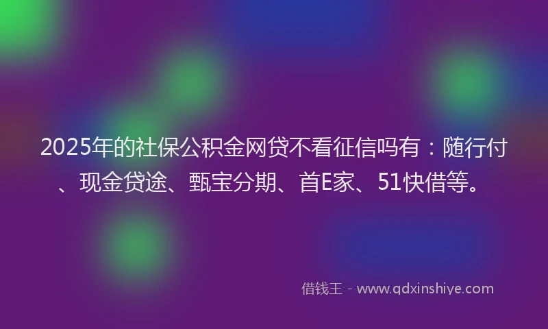 2025年的社保公积金网贷不看征信吗有：随行付、现金贷途、甄宝分期、首E家、51快借等。