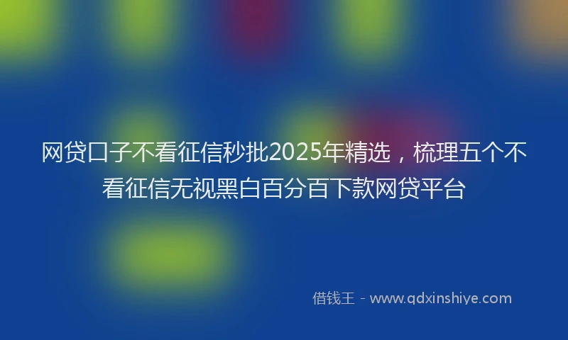 网贷口子不看征信秒批2025年精选，梳理五个不看征信无视黑白百分百下款网贷平台