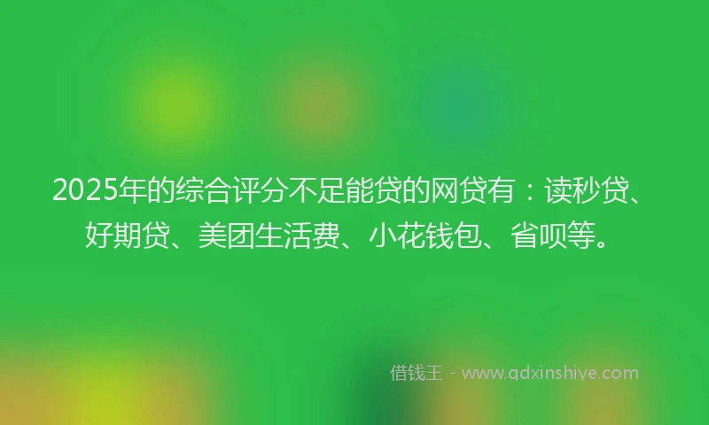2025年的综合评分不足能贷的网贷有：读秒贷、好期贷、美团生活费、小花钱包、省呗等。