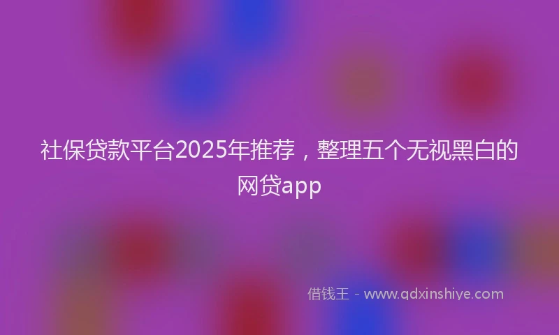 社保贷款平台2025年推荐，整理五个无视黑白的网贷app