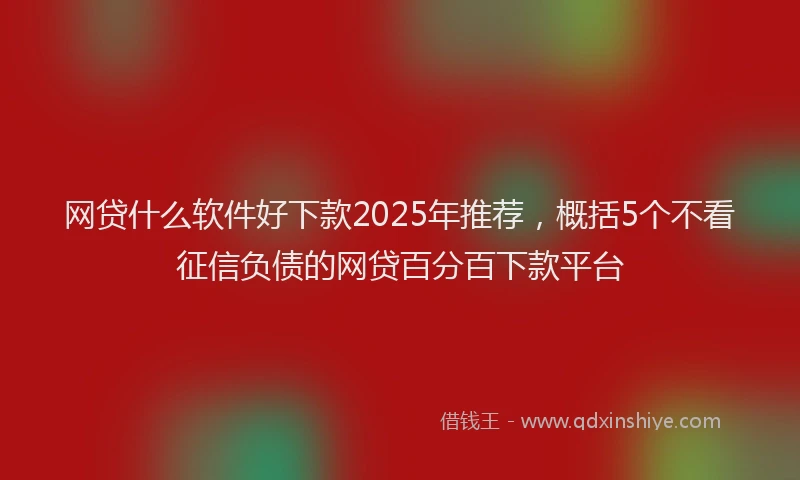 网贷什么软件好下款2025年推荐，概括5个不看征信负债的网贷百分百下款平台