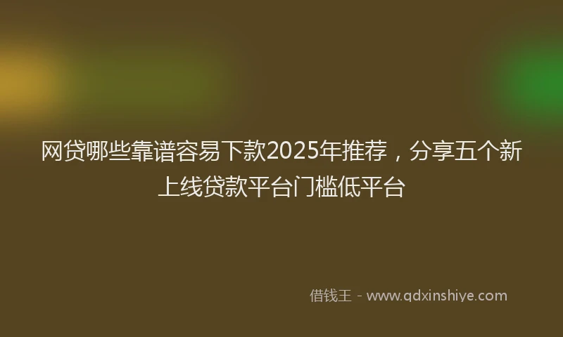 网贷哪些靠谱容易下款2025年推荐，分享五个新上线贷款平台门槛低平台