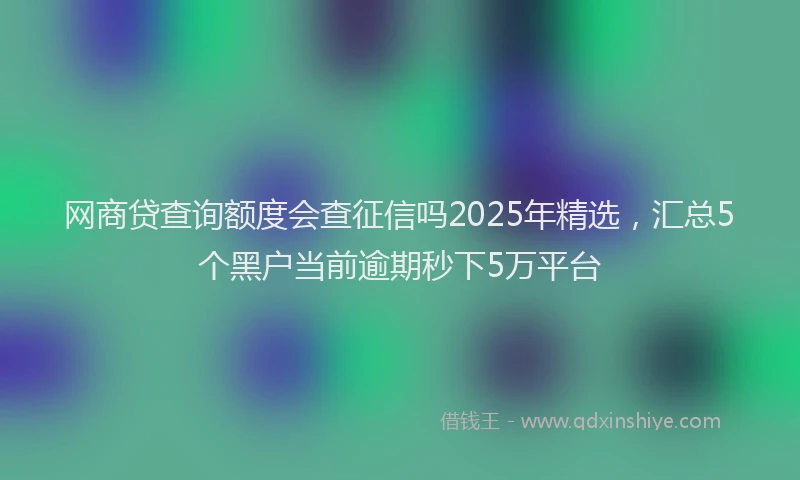 网商贷查询额度会查征信吗2025年精选，汇总5个黑户当前逾期秒下5万平台