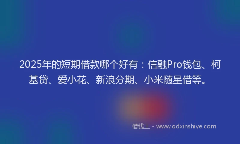 2025年的短期借款哪个好有：信融Pro钱包、柯基贷、爱小花、新浪分期、小米随星借等。