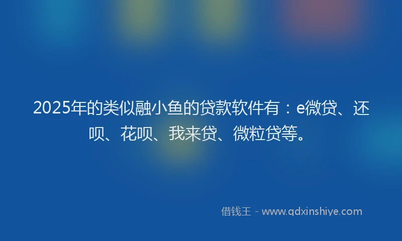 2025年的类似融小鱼的贷款软件有：e微贷、还呗、花呗、我来贷、微粒贷等。