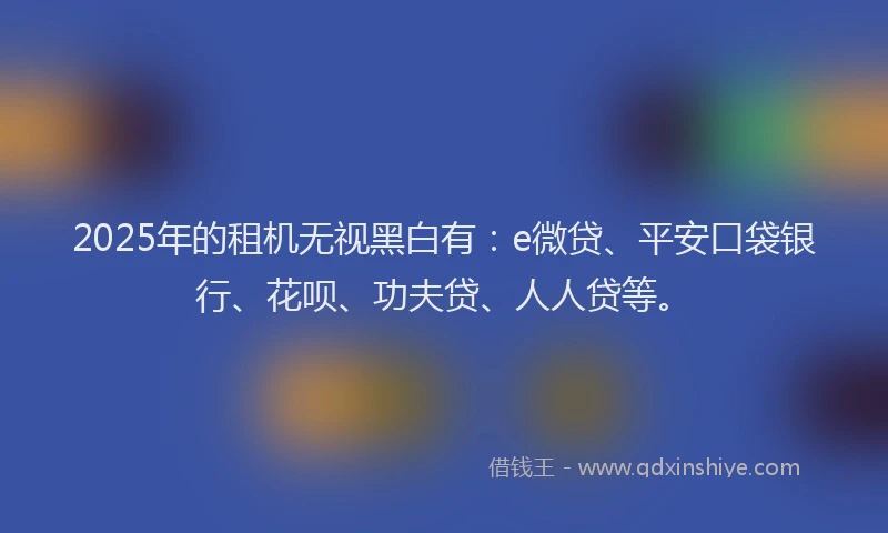 2025年的租机无视黑白有：e微贷、平安口袋银行、花呗、功夫贷、人人贷等。
