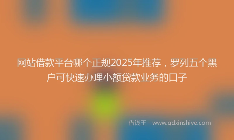 网站借款平台哪个正规2025年推荐，罗列五个黑户可快速办理小额贷款业务的口子
