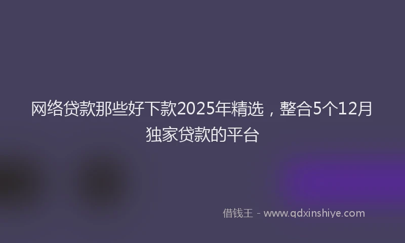 网络贷款那些好下款2025年精选，整合5个12月独家贷款的平台