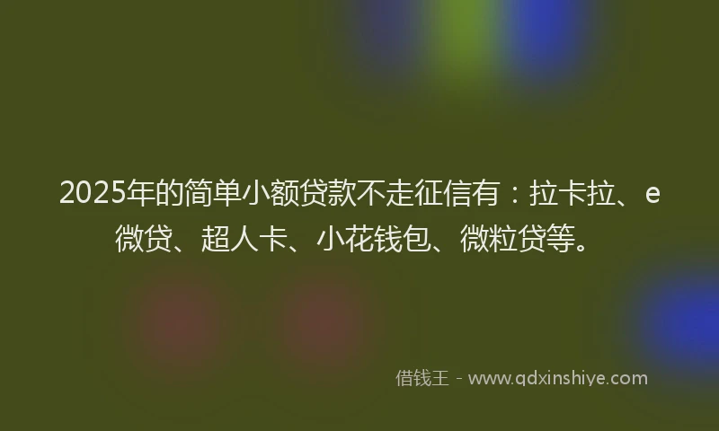2025年的简单小额贷款不走征信有：拉卡拉、e微贷、超人卡、小花钱包、微粒贷等。