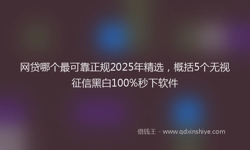 网贷哪个最可靠正规2025年精选，概括5个无视征信黑白100%秒下软件