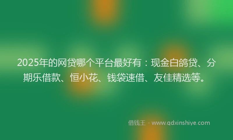 2025年的网贷哪个平台最好有：现金白鸽贷、分期乐借款、恒小花、钱袋速借、友佳精选等。