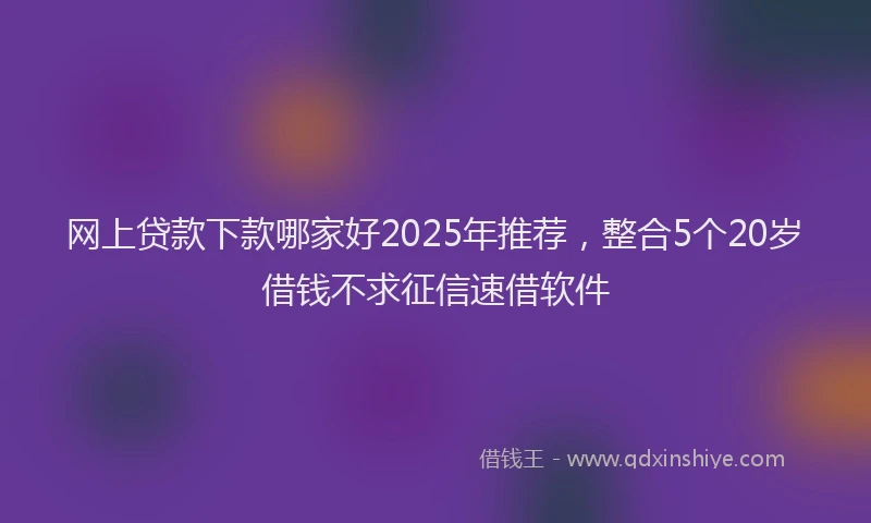 网上贷款下款哪家好2025年推荐，整合5个20岁借钱不求征信速借软件