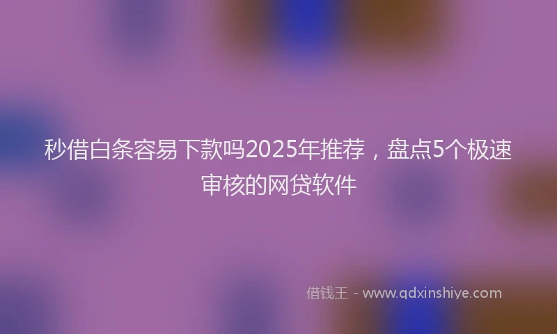 秒借白条容易下款吗2025年推荐，盘点5个极速审核的网贷软件